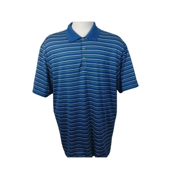 Nike Golf Fit Dry Blue Striped 3 Button Polo Shirt size XL 112820-0473 - Picture 2 of 6